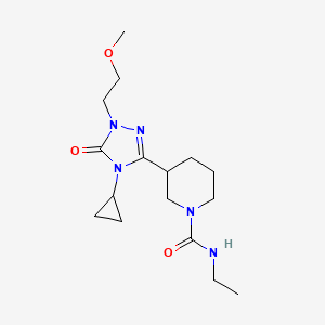 molecular formula C16H27N5O3 B2677090 3-[4-cyclopropyl-1-(2-methoxyethyl)-5-oxo-4,5-dihydro-1H-1,2,4-triazol-3-yl]-N-ethylpiperidine-1-carboxamide CAS No. 2192745-81-4