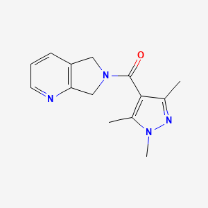molecular formula C14H16N4O B2677103 1,3,5-trimethyl-4-{5H,6H,7H-pyrrolo[3,4-b]pyridine-6-carbonyl}-1H-pyrazole CAS No. 2176124-91-5