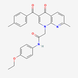 molecular formula C27H25N3O4 B2677137 N-(4-ethoxyphenyl)-2-[7-methyl-3-(4-methylbenzoyl)-4-oxo-1,4-dihydro-1,8-naphthyridin-1-yl]acetamide CAS No. 894908-96-4