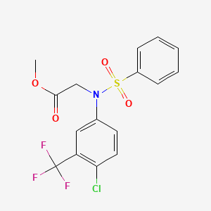 molecular formula C16H13ClF3NO4S B2677148 methyl N-[4-chloro-3-(trifluoromethyl)phenyl]-N-(phenylsulfonyl)glycinate CAS No. 358727-30-7