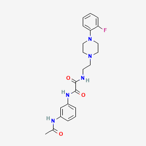 molecular formula C22H26FN5O3 B2677149 N'-(3-acetamidophenyl)-N-{2-[4-(2-fluorophenyl)piperazin-1-yl]ethyl}ethanediamide CAS No. 1049376-56-8