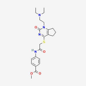 molecular formula C23H30N4O4S B2677165 methyl 4-(2-((1-(2-(diethylamino)ethyl)-2-oxo-2,5,6,7-tetrahydro-1H-cyclopenta[d]pyrimidin-4-yl)thio)acetamido)benzoate CAS No. 898459-56-8