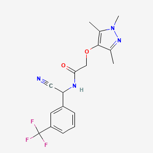 molecular formula C17H17F3N4O2 B2677175 N-[Cyano-[3-(trifluoromethyl)phenyl]methyl]-2-(1,3,5-trimethylpyrazol-4-yl)oxyacetamide CAS No. 2418673-92-2