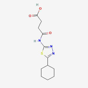 molecular formula C12H17N3O3S B2677205 3-[(5-Cyclohexyl-1,3,4-thiadiazol-2-yl)carbamoyl]propanoic acid CAS No. 893725-49-0
