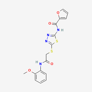 molecular formula C16H14N4O4S2 B2677213 N-[5-({[(2-methoxyphenyl)carbamoyl]methyl}sulfanyl)-1,3,4-thiadiazol-2-yl]furan-2-carboxamide CAS No. 893350-52-2