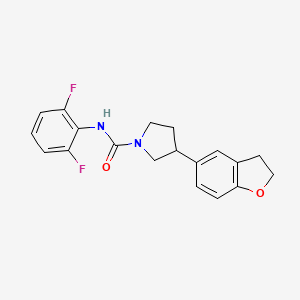 molecular formula C19H18F2N2O2 B2677222 N-(2,6-difluorophenyl)-3-(2,3-dihydro-1-benzofuran-5-yl)pyrrolidine-1-carboxamide CAS No. 2097858-47-2