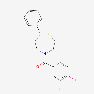B2677230 (3,4-Difluorophenyl)(7-phenyl-1,4-thiazepan-4-yl)methanone CAS No. 1797092-30-8