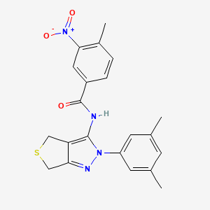 molecular formula C21H20N4O3S B2677243 N-[2-(3,5-dimethylphenyl)-2H,4H,6H-thieno[3,4-c]pyrazol-3-yl]-4-methyl-3-nitrobenzamide CAS No. 396722-05-7