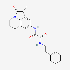 molecular formula C22H27N3O3 B2677244 N'-[2-(cyclohex-1-en-1-yl)ethyl]-N-{3-methyl-2-oxo-1-azatricyclo[6.3.1.0^{4,12}]dodeca-4,6,8(12)-trien-6-yl}ethanediamide CAS No. 898427-15-1