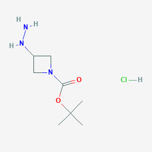 molecular formula C8H18ClN3O2 B2677252 tert-Butyl 3-hydrazinylazetidine-1-carboxylate hydrochloride CAS No. 1998216-27-5