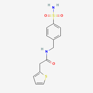 molecular formula C13H14N2O3S2 B2677265 N-[(4-sulfamoylphenyl)methyl]-2-thiophen-2-ylacetamide CAS No. 349433-06-3