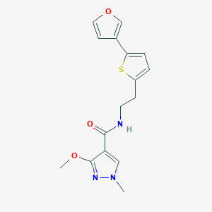 molecular formula C16H17N3O3S B2677268 N-(2-(5-(furan-3-yl)thiophen-2-yl)ethyl)-3-methoxy-1-methyl-1H-pyrazole-4-carboxamide CAS No. 2034566-28-2