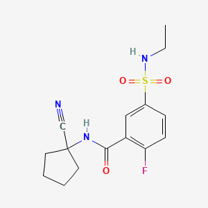 molecular formula C15H18FN3O3S B2677284 N-(1-cyanocyclopentyl)-5-(ethylsulfamoyl)-2-fluorobenzamide CAS No. 1333725-51-1