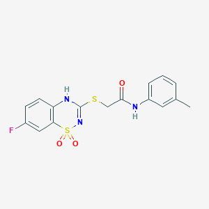 B2677288 2-((7-fluoro-1,1-dioxido-4H-benzo[e][1,2,4]thiadiazin-3-yl)thio)-N-(m-tolyl)acetamide CAS No. 886952-91-6