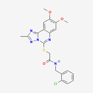 molecular formula C21H20ClN5O3S B2677291 N-[(2-CHLOROPHENYL)METHYL]-2-({8,9-DIMETHOXY-2-METHYL-[1,2,4]TRIAZOLO[1,5-C]QUINAZOLIN-5-YL}SULFANYL)ACETAMIDE CAS No. 901755-70-2