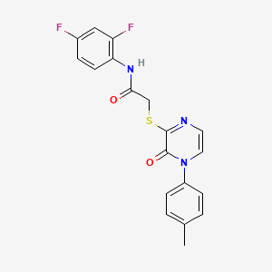 molecular formula C19H15F2N3O2S B2677295 N-(2,4-difluorophenyl)-2-{[4-(4-methylphenyl)-3-oxo-3,4-dihydropyrazin-2-yl]sulfanyl}acetamide CAS No. 941935-36-0