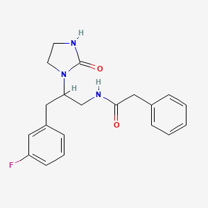 molecular formula C20H22FN3O2 B2677319 N-[3-(3-Fluorophenyl)-2-(2-oxoimidazolidin-1-YL)propyl]-2-phenylacetamide CAS No. 1421522-91-9
