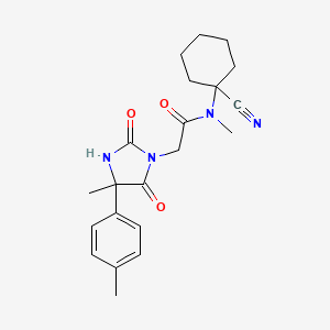 molecular formula C21H26N4O3 B2677328 N-(1-cyanocyclohexyl)-N-methyl-2-[4-methyl-4-(4-methylphenyl)-2,5-dioxoimidazolidin-1-yl]acetamide CAS No. 1287132-26-6