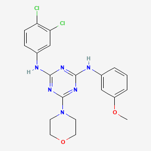 molecular formula C20H20Cl2N6O2 B2677335 N-(3,4-dichlorophenyl)-N'-(3-methoxyphenyl)-6-(morpholin-4-yl)-1,3,5-triazine-2,4-diamine CAS No. 898648-15-2