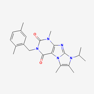 molecular formula C22H27N5O2 B2677368 3-[(2,5-dimethylphenyl)methyl]-1,6,7-trimethyl-8-(propan-2-yl)-1H,2H,3H,4H,8H-imidazo[1,2-g]purine-2,4-dione CAS No. 878734-57-7