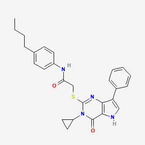 molecular formula C27H28N4O2S B2677373 N-(4-butylphenyl)-2-({3-cyclopropyl-4-oxo-7-phenyl-3H,4H,5H-pyrrolo[3,2-d]pyrimidin-2-yl}sulfanyl)acetamide CAS No. 1260629-69-3