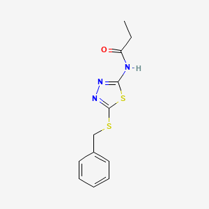 molecular formula C12H13N3OS2 B2677389 N-[5-(Benzylsulfanyl)-1,3,4-thiadiazol-2-yl]propanamide CAS No. 105339-30-8