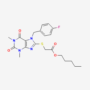 pentyl 2-((7-(4-fluorobenzyl)-1,3-dimethyl-2,6-dioxo-2,3,6,7-tetrahydro-1H-purin-8-yl)thio)acetate