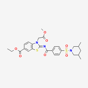 (Z)-ethyl 2-((4-((3,5-dimethylpiperidin-1-yl)sulfonyl)benzoyl)imino)-3-(2-methoxy-2-oxoethyl)-2,3-dihydrobenzo[d]thiazole-6-carboxylate