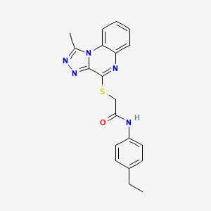 molecular formula C20H19N5OS B2677438 N-(4-ETHYLPHENYL)-2-({1-METHYL-[1,2,4]TRIAZOLO[4,3-A]QUINOXALIN-4-YL}SULFANYL)ACETAMIDE CAS No. 1189715-22-7