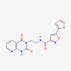 molecular formula C17H13N5O5 B2677444 N-(2-(2,4-dioxo-1,2-dihydropyrido[2,3-d]pyrimidin-3(4H)-yl)ethyl)-5-(furan-2-yl)isoxazole-3-carboxamide CAS No. 2034412-07-0