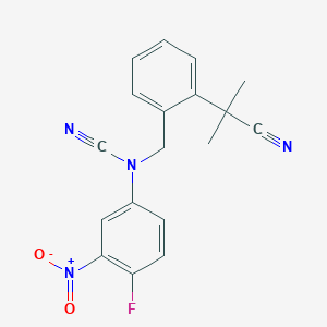 2-(2-{[Cyano(4-fluoro-3-nitrophenyl)amino]methyl}phenyl)-2-methylpropanenitrile