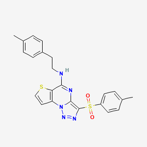 molecular formula C23H21N5O2S2 B2677480 N-(4-methylphenethyl)-3-tosylthieno[2,3-e][1,2,3]triazolo[1,5-a]pyrimidin-5-amine CAS No. 892732-78-4