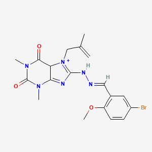molecular formula C19H21BrN6O3 B2677484 8-[(2E)-2-[(5-bromo-2-methoxyphenyl)methylidene]hydrazin-1-yl]-1,3-dimethyl-7-(2-methylprop-2-en-1-yl)-2,3,6,7-tetrahydro-1H-purine-2,6-dione CAS No. 378210-69-6