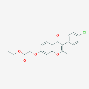 molecular formula C21H19ClO5 B2677516 ethyl 2-((3-(4-chlorophenyl)-2-methyl-4-oxo-4H-chromen-7-yl)oxy)propanoate CAS No. 618390-12-8