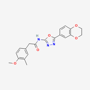 N-(5-(2,3-dihydrobenzo[b][1,4]dioxin-6-yl)-1,3,4-oxadiazol-2-yl)-2-(4-methoxy-3-methylphenyl)acetamide