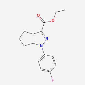 molecular formula C15H15FN2O2 B2677526 Ethyl 1-(4-fluorophenyl)-1,4,5,6-tetrahydrocyclopenta[c]pyrazole-3-carboxylate CAS No. 123345-71-1