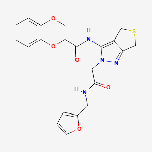 N-(2-(2-((furan-2-ylmethyl)amino)-2-oxoethyl)-4,6-dihydro-2H-thieno[3,4-c]pyrazol-3-yl)-2,3-dihydrobenzo[b][1,4]dioxine-2-carboxamide