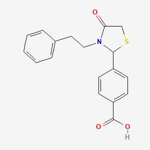4-[4-Oxo-3-(2-phenylethyl)-1,3-thiazolidin-2-yl]benzoic acid