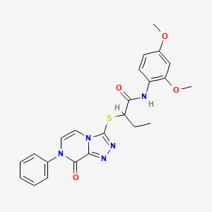 molecular formula C23H23N5O4S B2677536 N-(2,4-dimethoxyphenyl)-2-({8-oxo-7-phenyl-7H,8H-[1,2,4]triazolo[4,3-a]pyrazin-3-yl}sulfanyl)butanamide CAS No. 1223948-24-0
