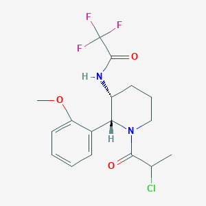 molecular formula C17H20ClF3N2O3 B2677545 N-[(2R,3R)-1-(2-Chloropropanoyl)-2-(2-methoxyphenyl)piperidin-3-yl]-2,2,2-trifluoroacetamide CAS No. 2411184-07-9