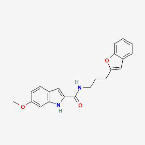 molecular formula C21H20N2O3 B2677558 N-[3-(1-benzofuran-2-yl)propyl]-6-methoxy-1H-indole-2-carboxamide CAS No. 2034415-63-7
