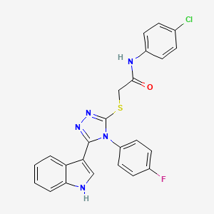 molecular formula C24H17ClFN5OS B2677559 N-(4-chlorophenyl)-2-{[4-(4-fluorophenyl)-5-(1H-indol-3-yl)-4H-1,2,4-triazol-3-yl]sulfanyl}acetamide CAS No. 946309-22-4