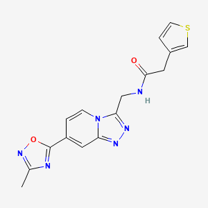 N-((7-(3-methyl-1,2,4-oxadiazol-5-yl)-[1,2,4]triazolo[4,3-a]pyridin-3-yl)methyl)-2-(thiophen-3-yl)acetamide