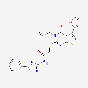 2-{[5-(furan-2-yl)-4-oxo-3-(prop-2-en-1-yl)-3H,4H-thieno[2,3-d]pyrimidin-2-yl]sulfanyl}-N-(5-phenyl-1,2,4-thiadiazol-3-yl)acetamide
