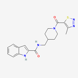 molecular formula C19H21N5O2S B2677584 N-((1-(4-methyl-1,2,3-thiadiazole-5-carbonyl)piperidin-4-yl)methyl)-1H-indole-2-carboxamide CAS No. 1797243-14-1