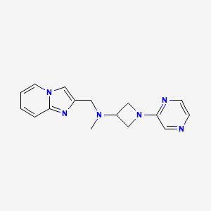 molecular formula C16H18N6 B2677585 N-({imidazo[1,2-a]pyridin-2-yl}methyl)-N-methyl-1-(pyrazin-2-yl)azetidin-3-amine CAS No. 2380172-37-0