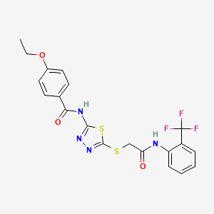 4-ethoxy-N-[5-[2-oxo-2-[2-(trifluoromethyl)anilino]ethyl]sulfanyl-1,3,4-thiadiazol-2-yl]benzamide