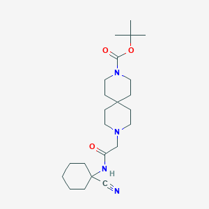 molecular formula C23H38N4O3 B2677605 Tert-butyl 9-{[(1-cyanocyclohexyl)carbamoyl]methyl}-3,9-diazaspiro[5.5]undecane-3-carboxylate CAS No. 1808878-08-1