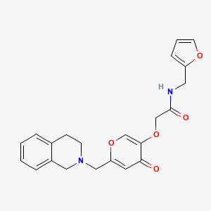 molecular formula C22H22N2O5 B2677614 N-[(furan-2-yl)methyl]-2-({4-oxo-6-[(1,2,3,4-tetrahydroisoquinolin-2-yl)methyl]-4H-pyran-3-yl}oxy)acetamide CAS No. 898456-62-7