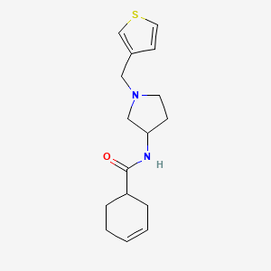 molecular formula C16H22N2OS B2677617 N-{1-[(thiophen-3-yl)methyl]pyrrolidin-3-yl}cyclohex-3-ene-1-carboxamide CAS No. 2097884-42-7